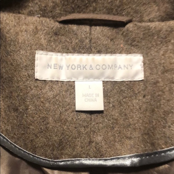 NEW YORK & CO HEATHER TAN PEA COAT - Picture 7 of 8
